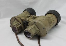 A pair of World War II German 7 x 50 Kriegsmarine binoculars by Carl Zeiss, painted grey No.