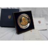 1974 Churchill Centenary Trust commemorative silver plate in Blue Presentation box.