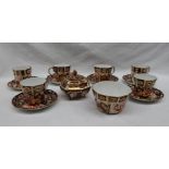 A Royal Crown Derby 2451 pattern part tea and coffee set, comprising a sugar box and cover,