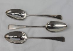 A pair of George III silver table spoons, London, 1804, George Wintle,