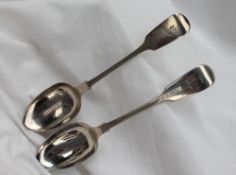 A Victorian fiddle pattern silver table spoon, London, 1856,