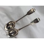 A Victorian fiddle pattern silver table spoon, London, 1856,