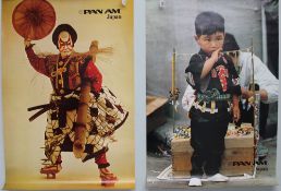 A Pan-Am poster for Japan, depicting a small boy in traditional costume,