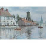 A Nikolsky A river scene Watercolour Signed 26.