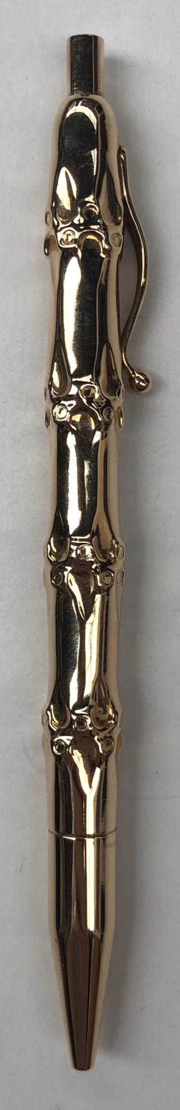 Harry Winston - A 14K yellow gold ball point pen of stylised bamboo design, 13cm long, - Image 2 of 3