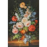 C C Herman Still life study of a vase of flowers on a plinth Oil on canvas Signed 90 x 59.