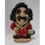 A John Hughes pottery Grogg of a Welsh Rugby player with number 1 on his shirt holding a ball in