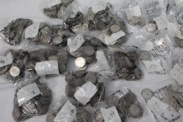 A collection of white metal coins 1908-1950's, the pre 1920 coins approximately 397 grams,