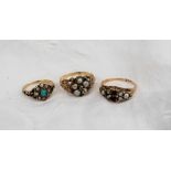 A pearl and turquoise set ring,