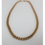 An 18ct yellow gold necklace, with flattened oval links, 45.