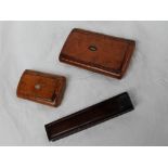 A Victorian burr walnut snuff box of rectangular form with an inlaid hinged lid,