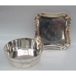 A George V silver square dish with a scalloped edge, London, 1929,