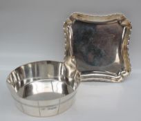 A George V silver square dish with a scalloped edge, London, 1929,