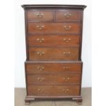A George III oak chest on chest,