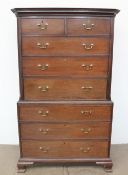 A George III oak chest on chest,