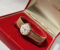 A Lady's 9ct yellow gold Omega wristwatch,