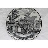 A Dillwyn & Co Swansea monochrome ladies with baskets plate, impressed mark, 25.