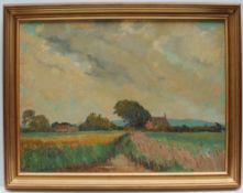 McKay Farmland Scene Oil on board Signed 50 x 68cm Whitgift Gallery label verso