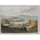 Joseph Edward Hennah A landscape scene with the Welsh hills beyond Watercolour Signed 26.5 x 36.