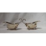 A pair of George V silver sauce boats,