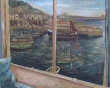 20th Century British School Harbour Scene Oil on canvas Together with three other paintings