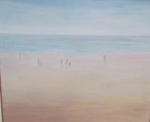 A beach scene Oil on canvas Signed Together with a collection of paintings,