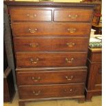 An 18th century oak chest on chest,