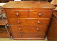 A Victorian mahogany chest with a moulded rectangular top above two short and three long graduated