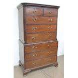 A George III oak chest on chest,