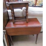 A Victorian mahogany Pembroke table (A/F) together with a 17th century style stool