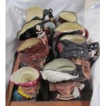 A collection of Royal Doulton character jugs including Smuggler, Long John Silver,