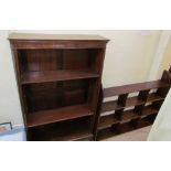 A reproduction mahogany bookcase together with a hanging bookcase