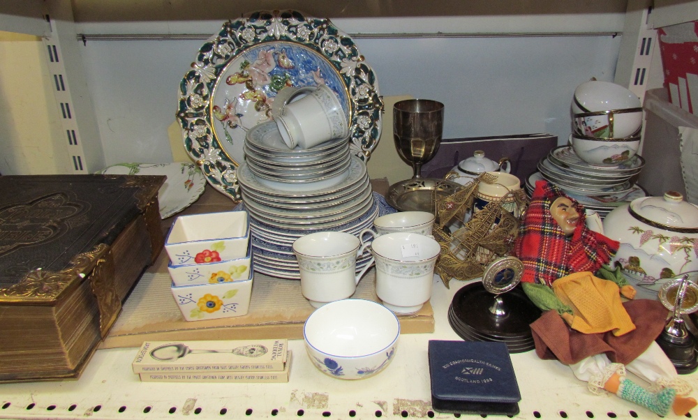 A Japanese part tea set, together with epns goblet, tankard, coin, Capodimonte plate,