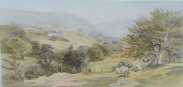 Arthur Miles The Garth Mountain Watercolour Signed and label verso