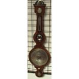 A George III mahogany banjo barometer, with a silvered hydrometer, convex mirror,