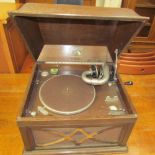 An HMV oak cased table top gramophone Model NO.