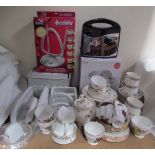 A Royal Vale part tea service together with other part tea sets, bathroom soap dishes,