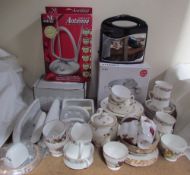 A Royal Vale part tea service together with other part tea sets, bathroom soap dishes,
