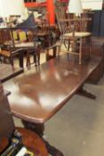 A mid 20th century dark oak refectory type dining table,