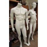 A collection of shop dummies,