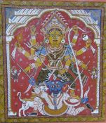 A Puri Indian watercolour of Durga,