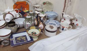 A Royal Doulton Martinique pattern part tea service together with a Gwili pottery bowl,