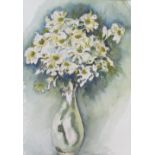 Cynthia White Daisies in a vase Watercolour Signed Together with a large collection of paintings