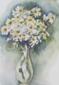 Cynthia White Daisies in a vase Watercolour Signed Together with a large collection of paintings