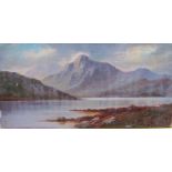 J R Boel Mountain and loch Oil on canvas Signed Together with a floral decorated easel mirror and