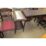 A Regency mahogany dining chair together with an oak tea trolley, mirror,
