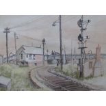 R K Kernick Railway Sidings Bute Docks Watercolour Together with three other pictures