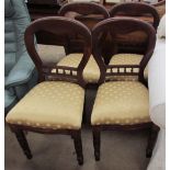 A set of four Victorian balloon back dining chairs together with a gate leg dining table