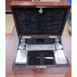 A Victorian rosewood travelling dressing table box,