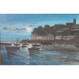 Brian Williams Penarth Head at night Oil on canvas Signed Together with another by the same hand of